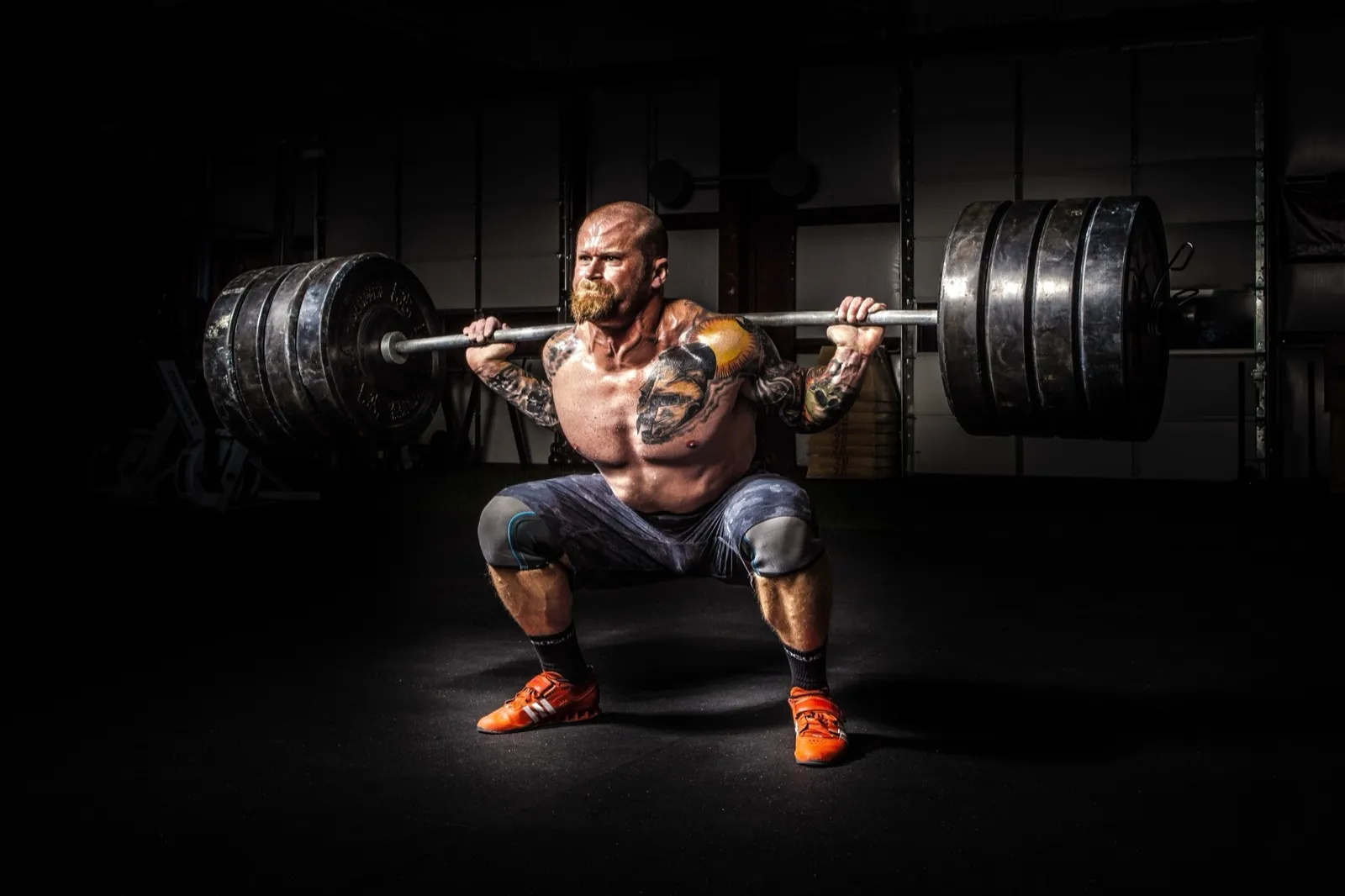 Back squat with a loaded barbell