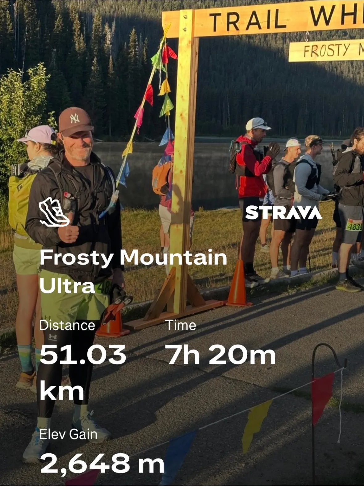 The start line of the Frosty Mountain Ultra, other runners waiting