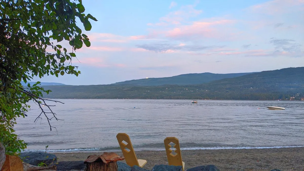 Shuswap Lake at first light, seen from a beach